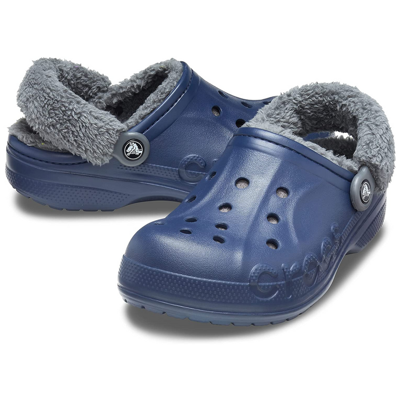 Crocs Baya Lined Fuzz-Strap Clog Navy / Bright Grey Мужские Женские Сабо Крокс Бая Фузз-Стреп 42 206633 фото